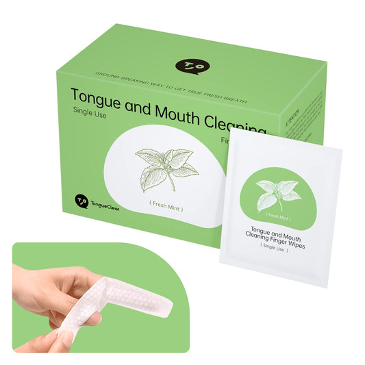 Tongueclear disposable finger toothbrush packaging