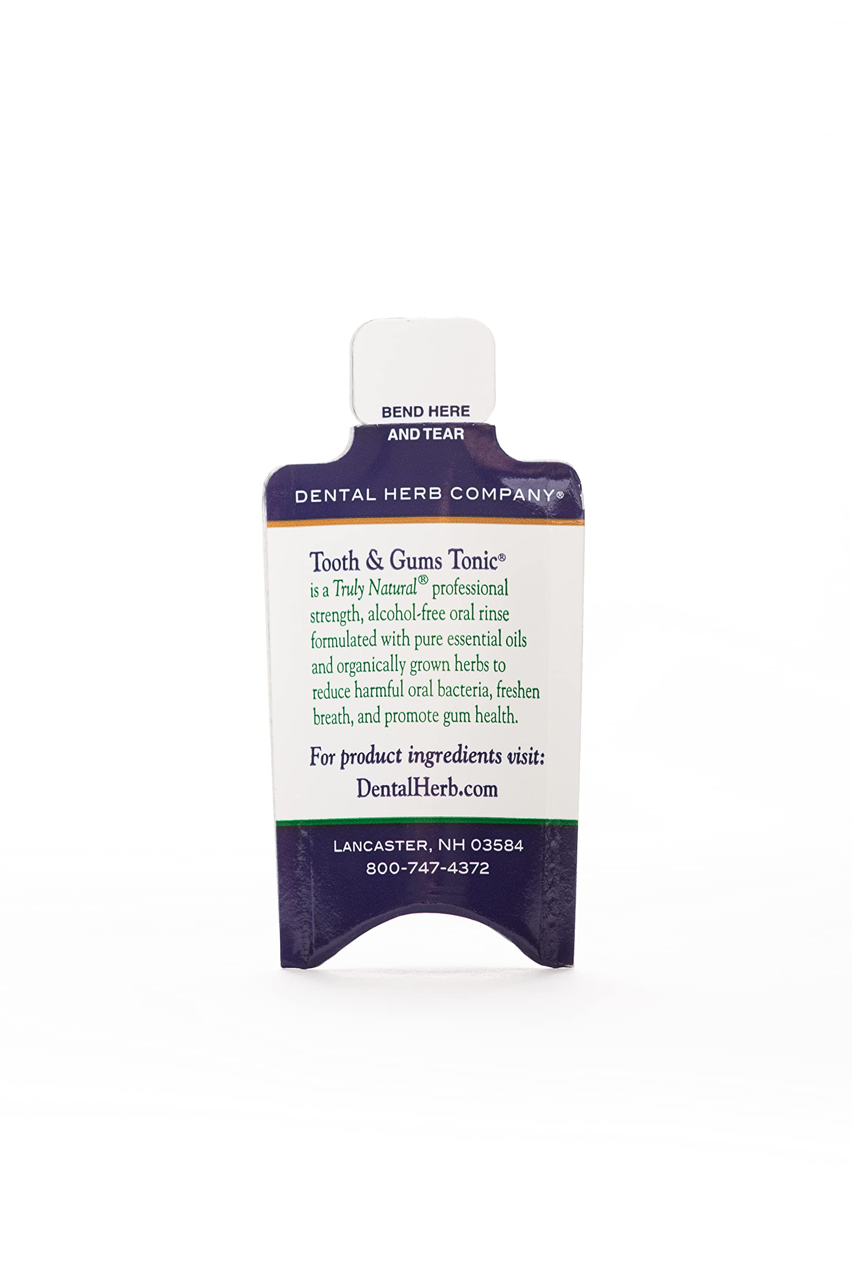 Close-up of travel-sized mouthwash packets