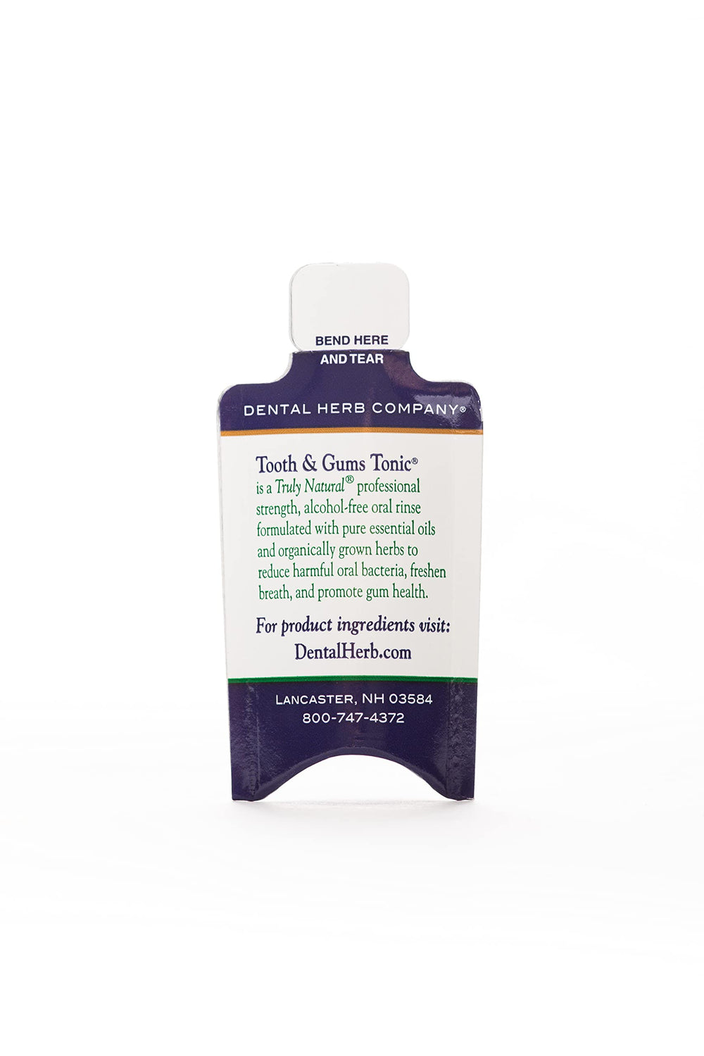 Close-up of travel-sized mouthwash packets