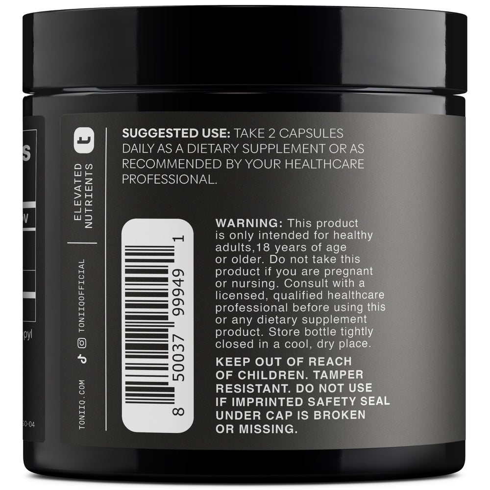 Toniiq Fisetin 500mg ingredients panel