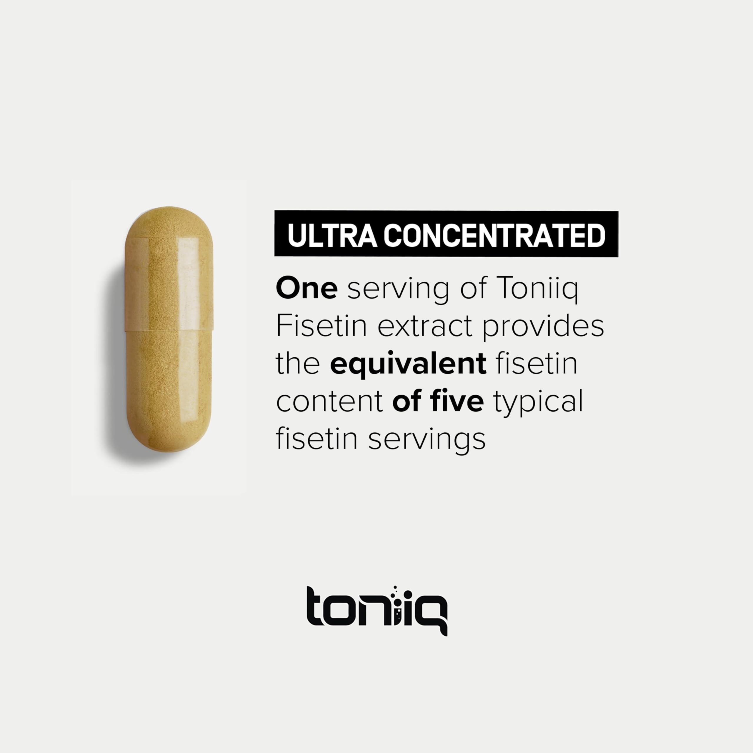 Toniiq Fisetin 500mg with MCT oil visual emphasizes enhanced absorption