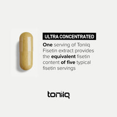 Toniiq Fisetin 500mg with MCT oil visual emphasizes enhanced absorption