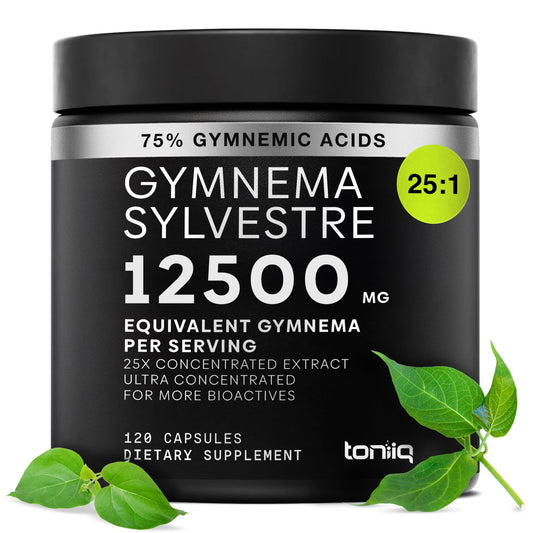 Toniiq Gymnema Sylvestre 25:1 extract bottle with 120 vegan capsules
