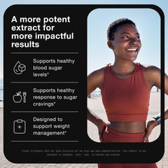 Nutrition label showing 500 mg per serving and 75% gymnemic acids