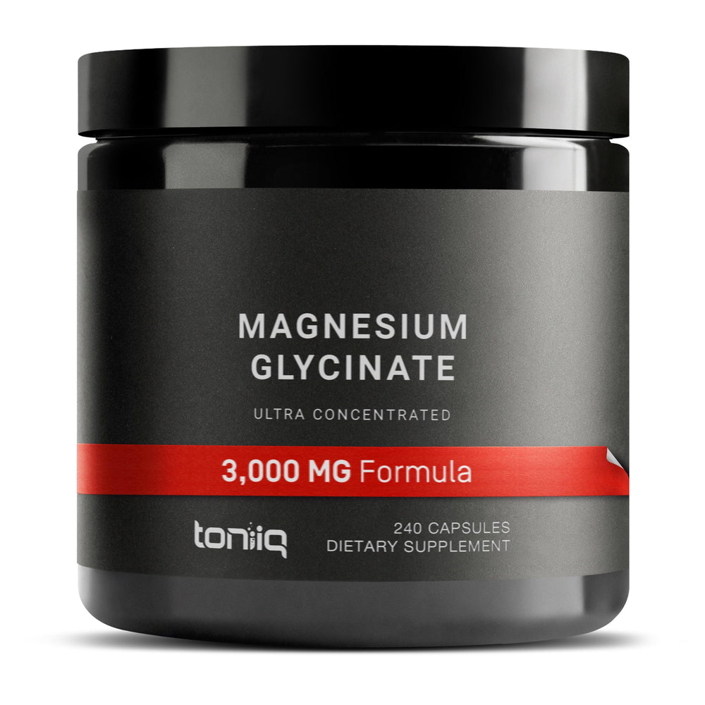 Toniiq Magnesium Glycinate bottle with 240 veggie capsules