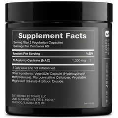 Toniiq NAC 1300mg 120-capsule bottle back view