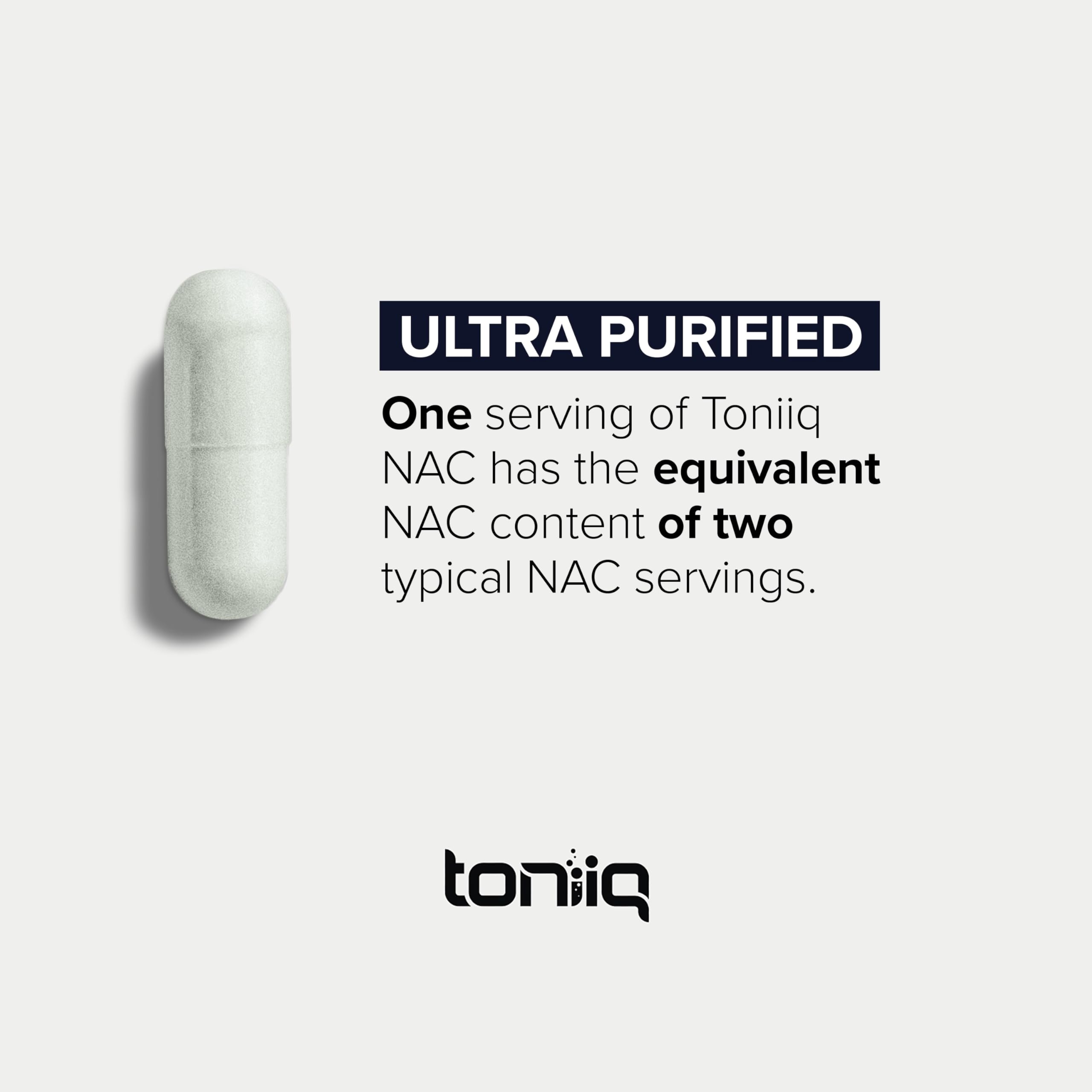 Front view of Toniiq NAC 1300mg bottle