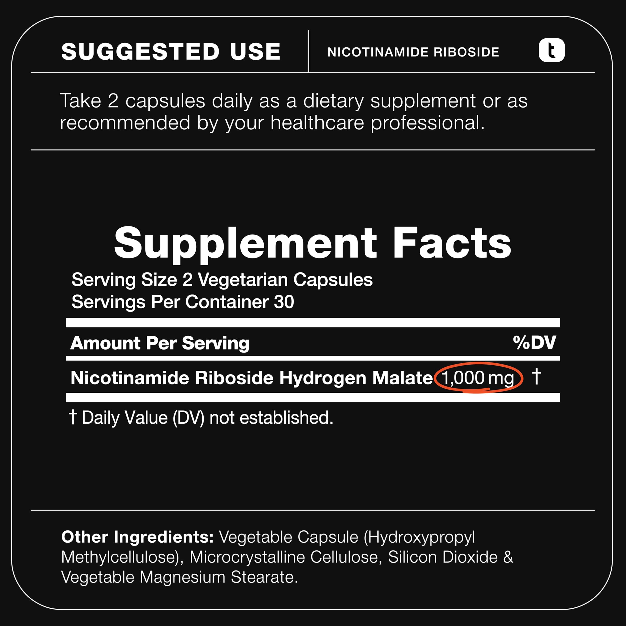 Quality and potency emphasis on Toniiq NR1000mg packaging