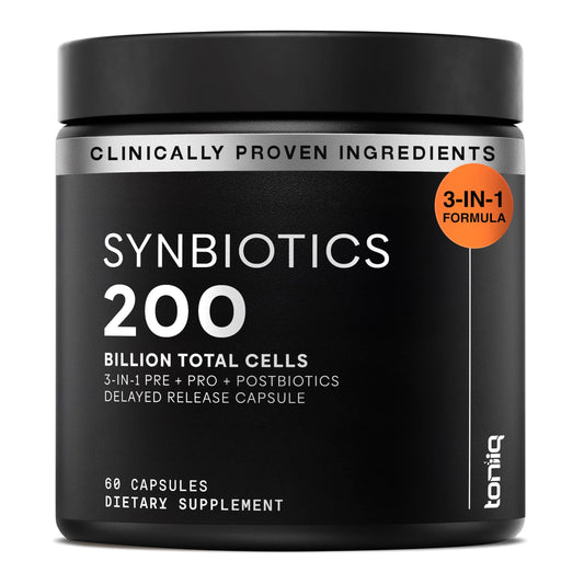 Toniiq Prebiotics and Probiotics bottle with 60 capsules