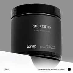Close-up of Toniiq Quercetin Capsules bottle