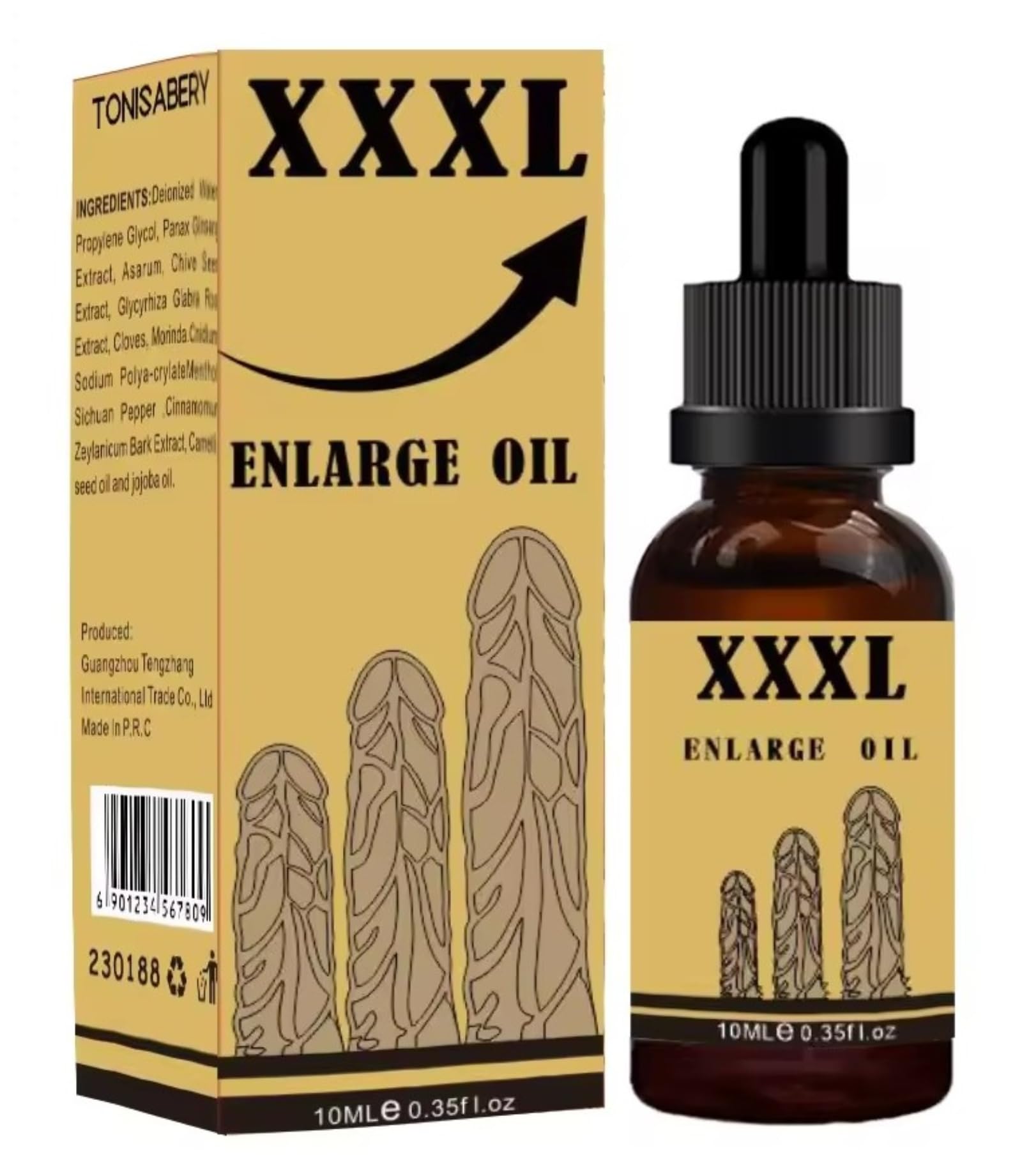 Tonisabery Men's Herbal Massage Oil bottle and 10mL packaging