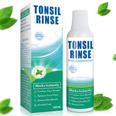 Tonsil Rinse Mouthwash bottle front with mint label