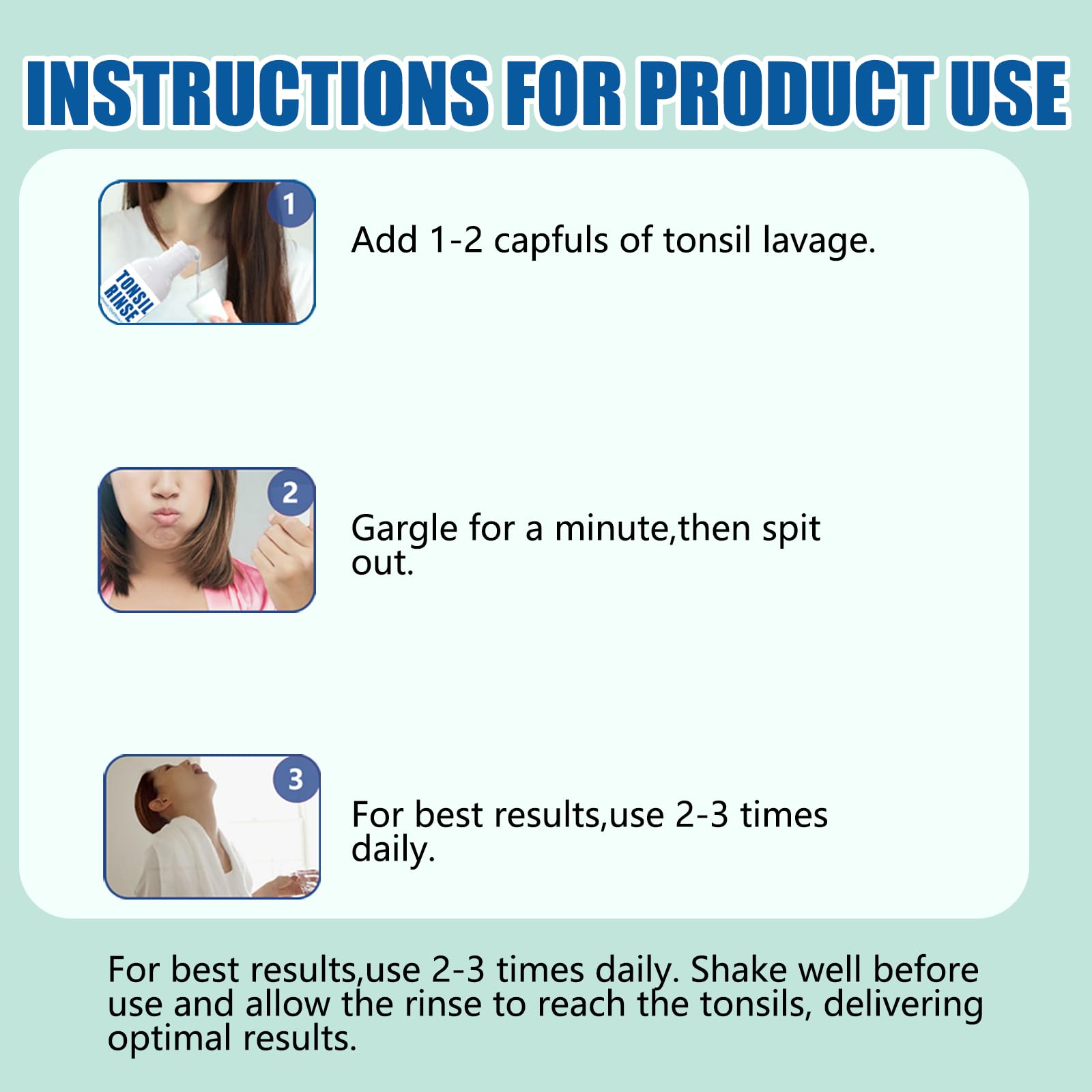Bright smile after using tonsil rinse mouthwash