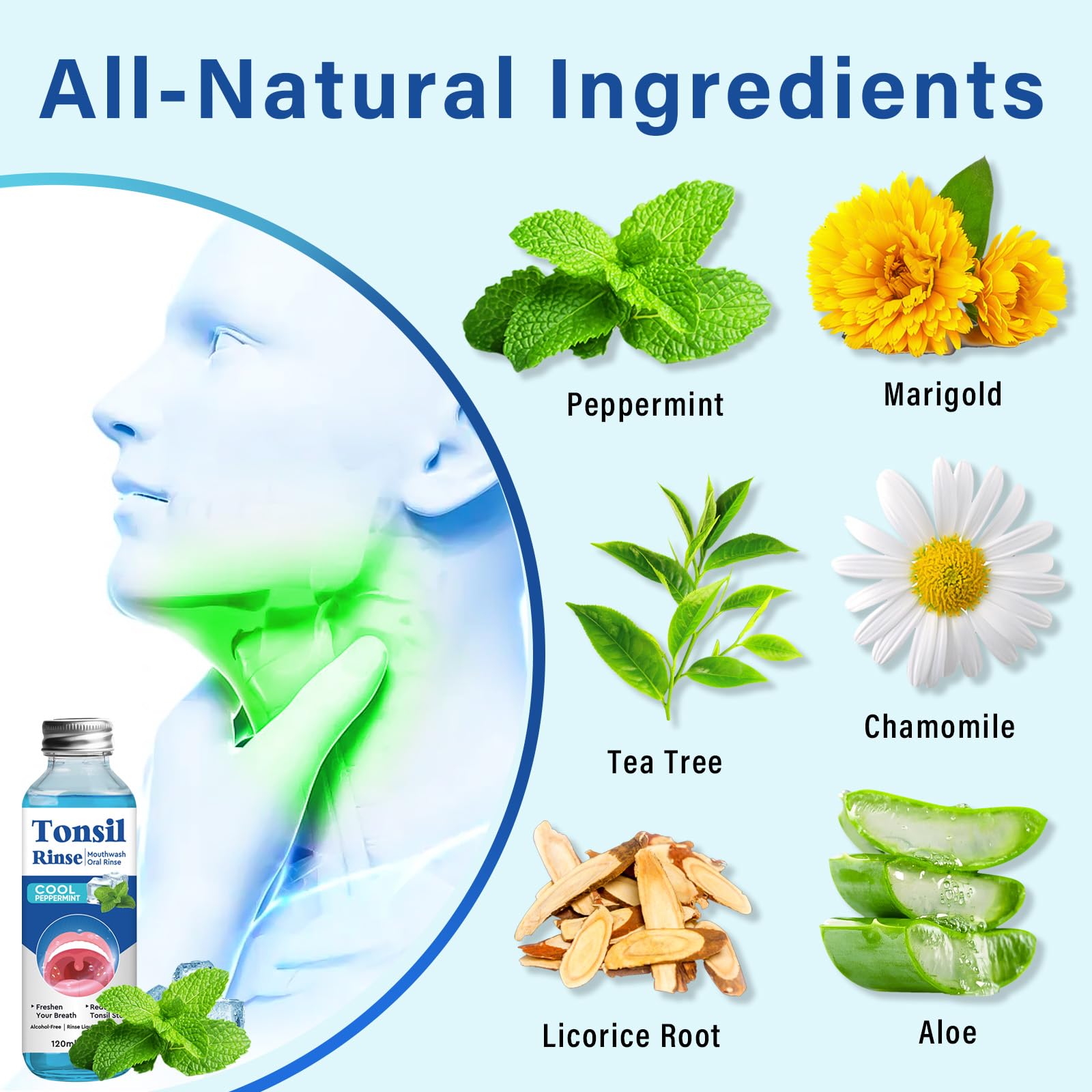 120 ml bottle of Tonsil Stone Remover Mouthwash
