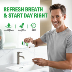 Close-up of the natural herbal formula label on mouthwash
