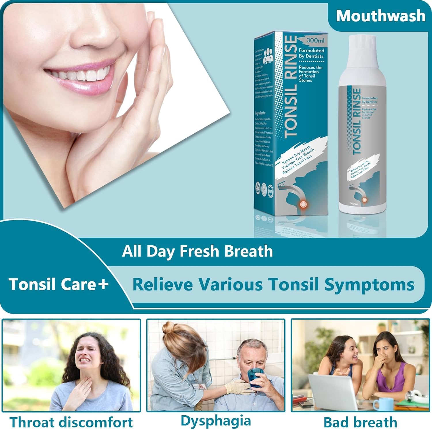 Measuring cap with mouthwash for dosing