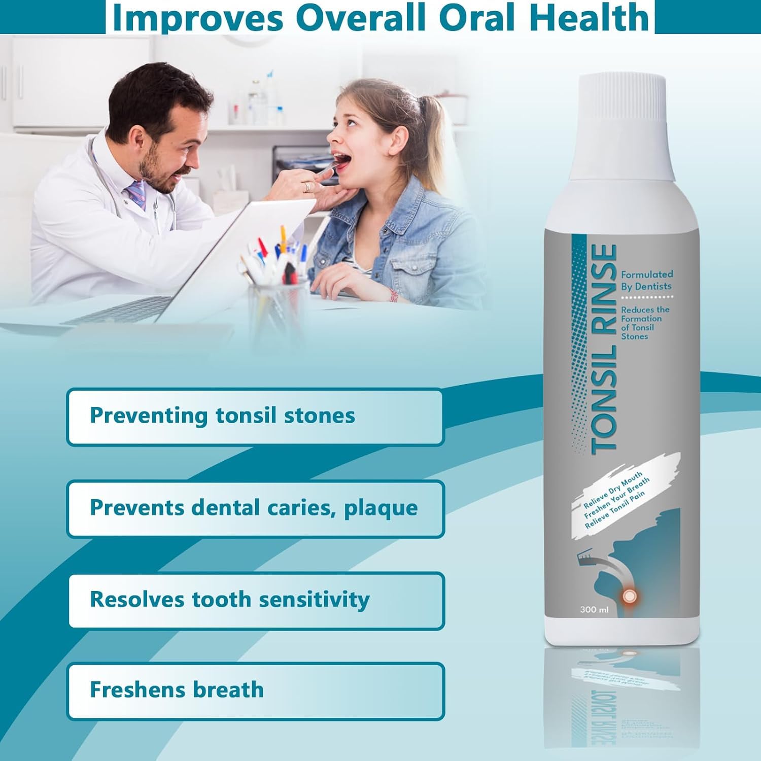 Gargling action demonstrating mouthwash use