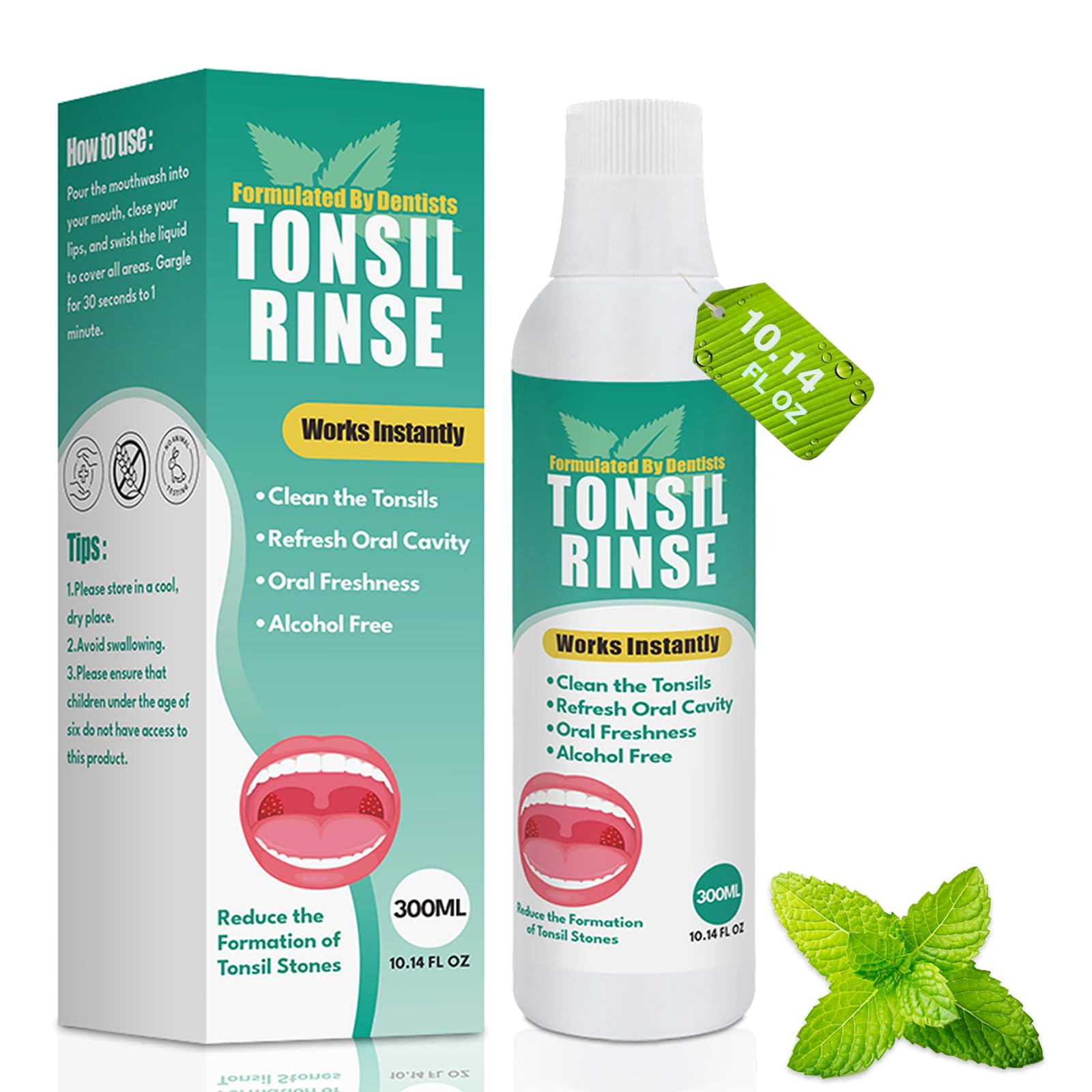Tonsil Stone Remover Oral Rinse bottle 300ml on a white background