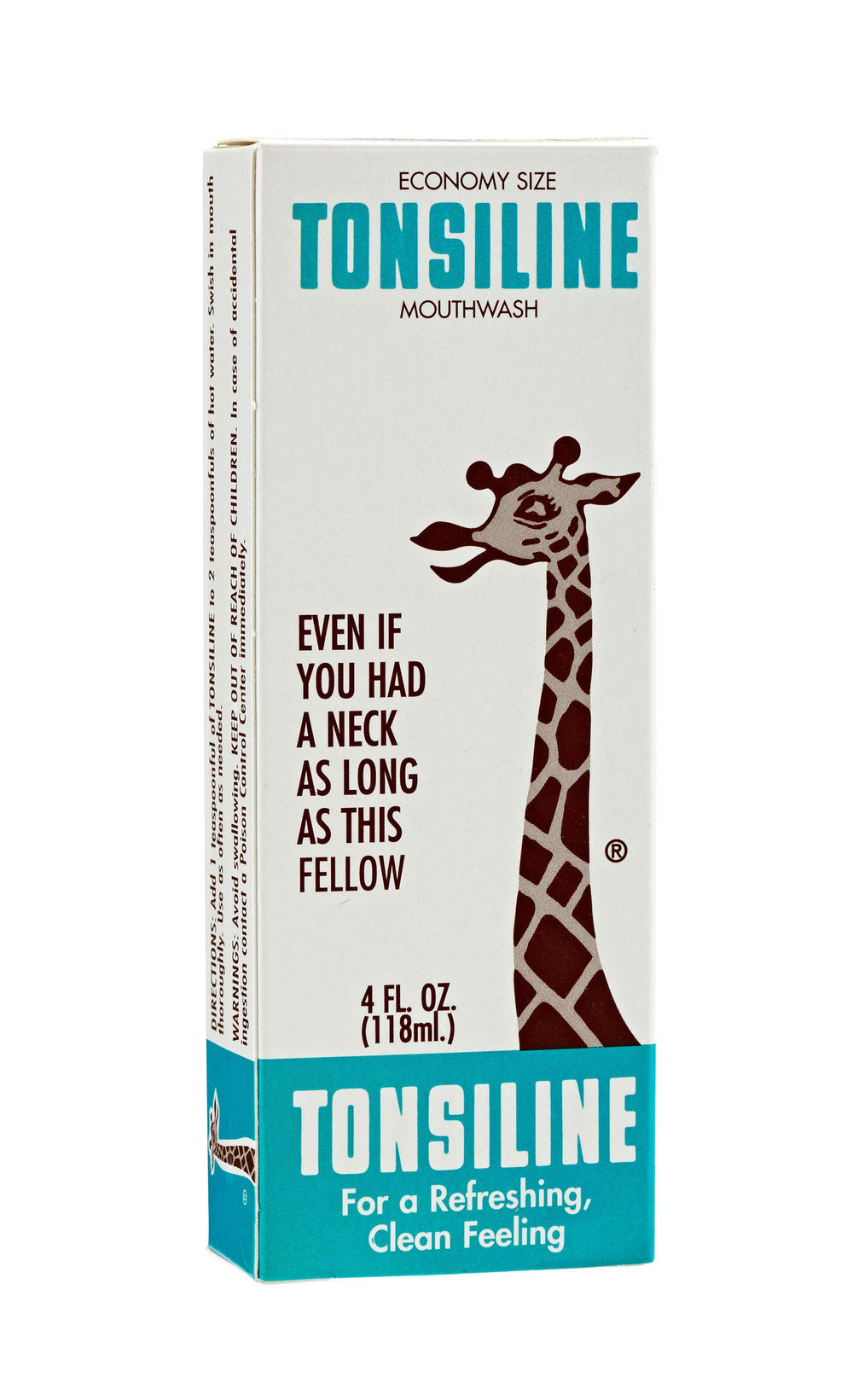 Tonsiline throat gargle mouthwash bottle on white background