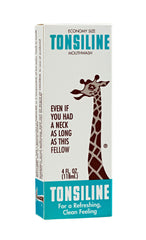 Tonsiline throat gargle mouthwash bottle on white background
