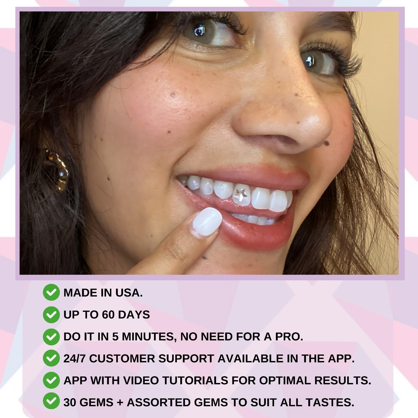 Dental-grade glue for long-lasting sparkle