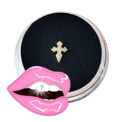 8K Gold Tooth Gem Cross design 5x6.5mm