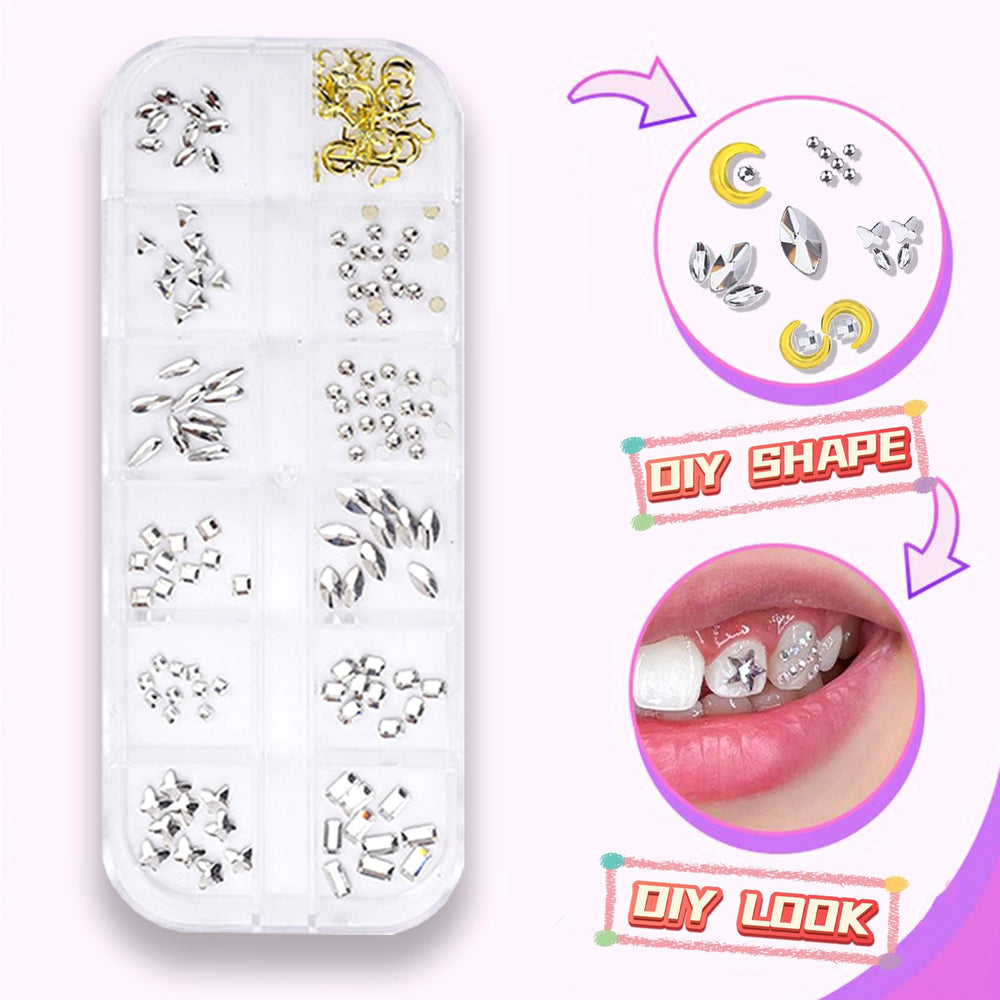 Included tools for application in the tooth gems kit