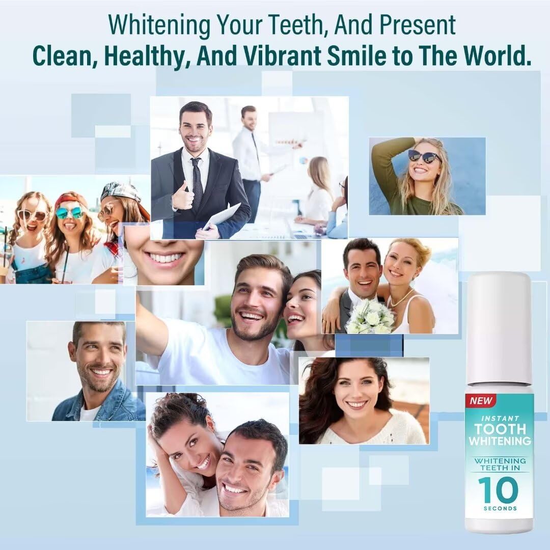 User applying tooth whitening paint on teeth