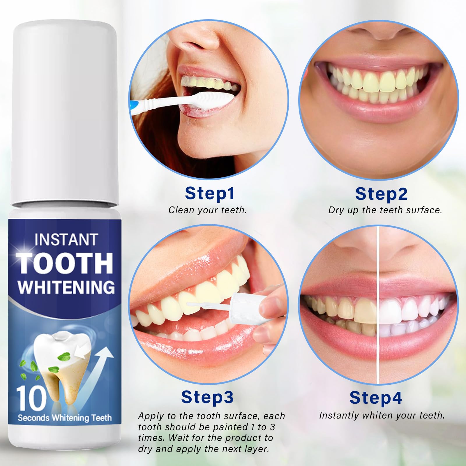 Whitened teeth result with Tooth Paint