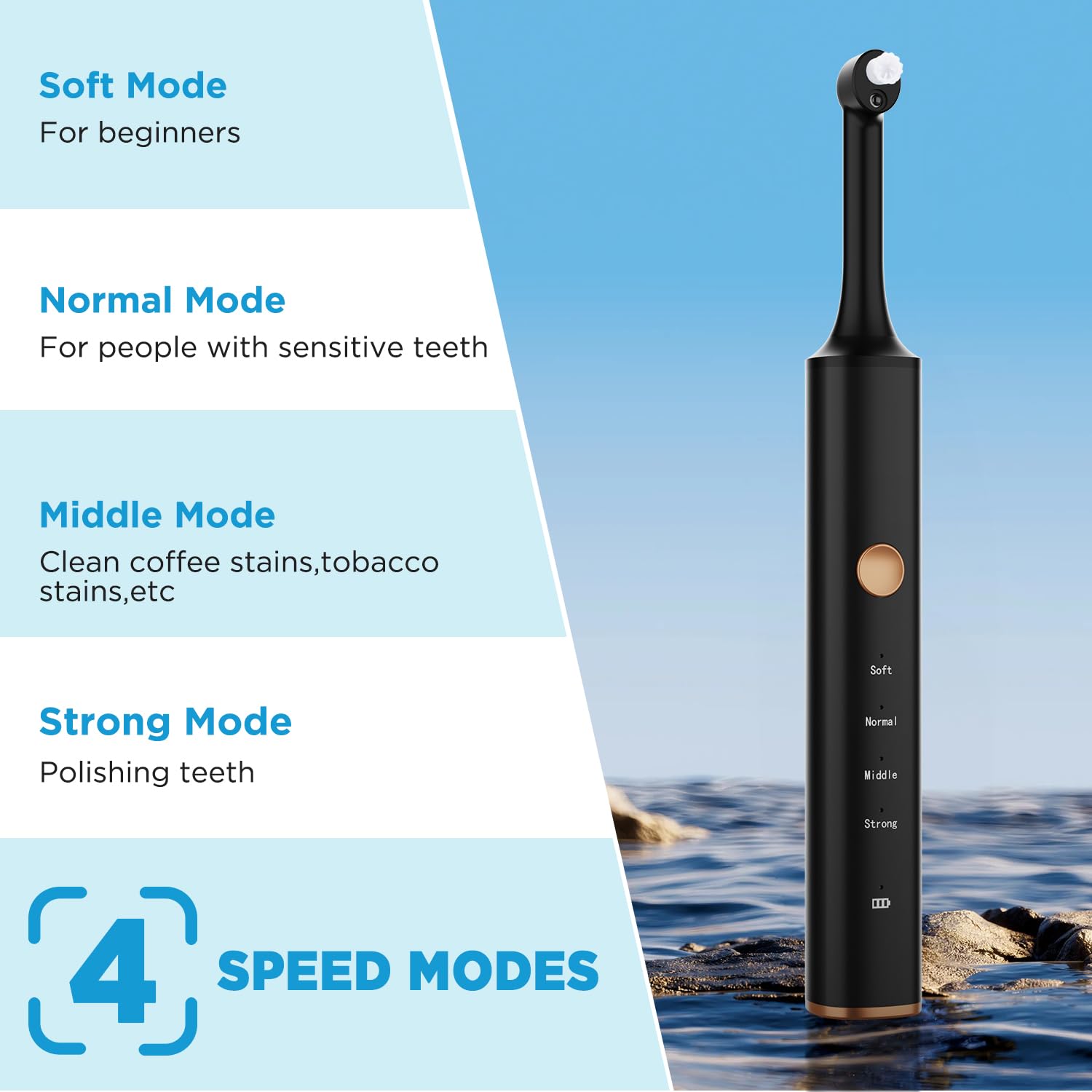 Portable rechargeable tooth polisher with Type-C charging