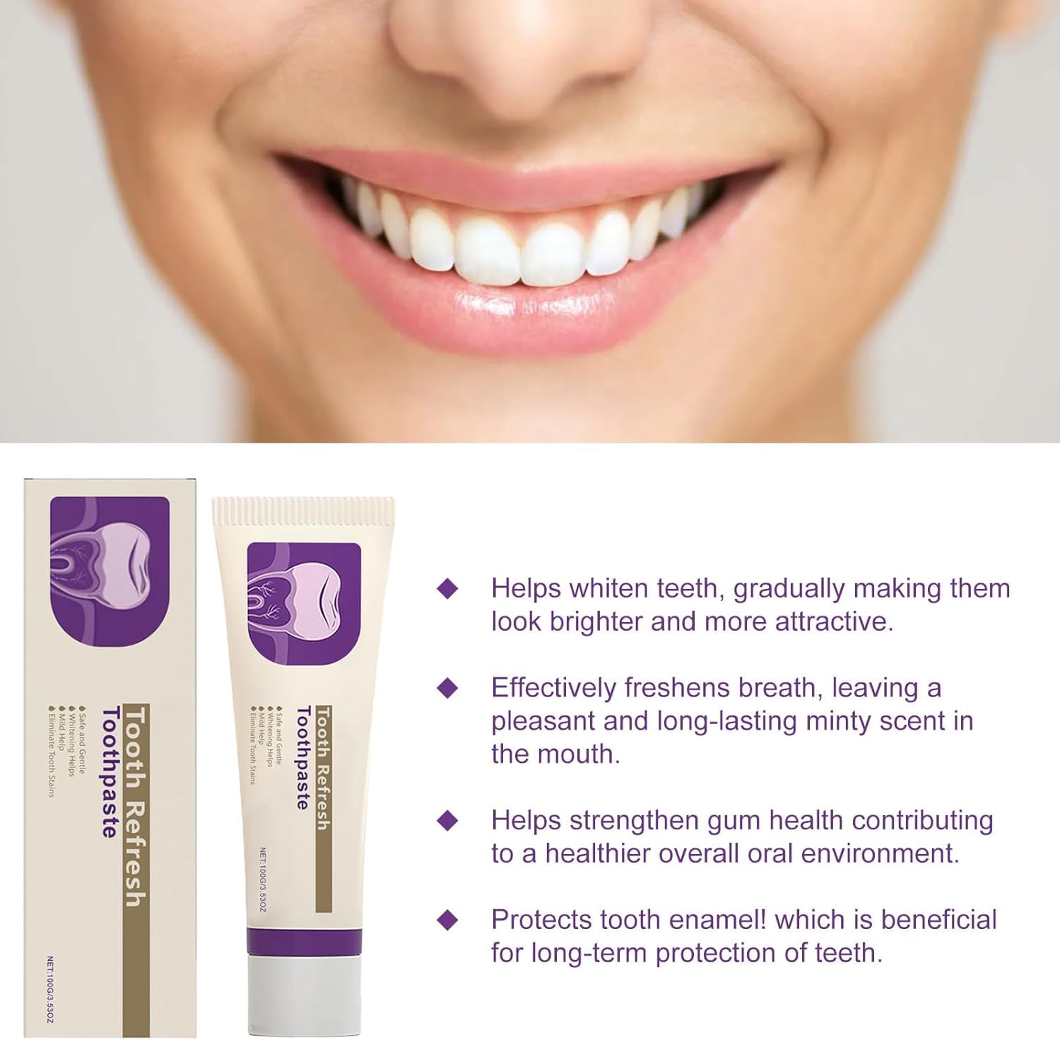Fresh smile after using Tooth Refresh toothpaste