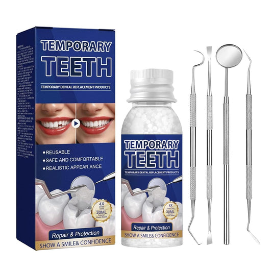 Box display of Tooth Repair Kit with beads and tools