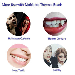 Beads heated in warm water ready to shape for temporary tooth