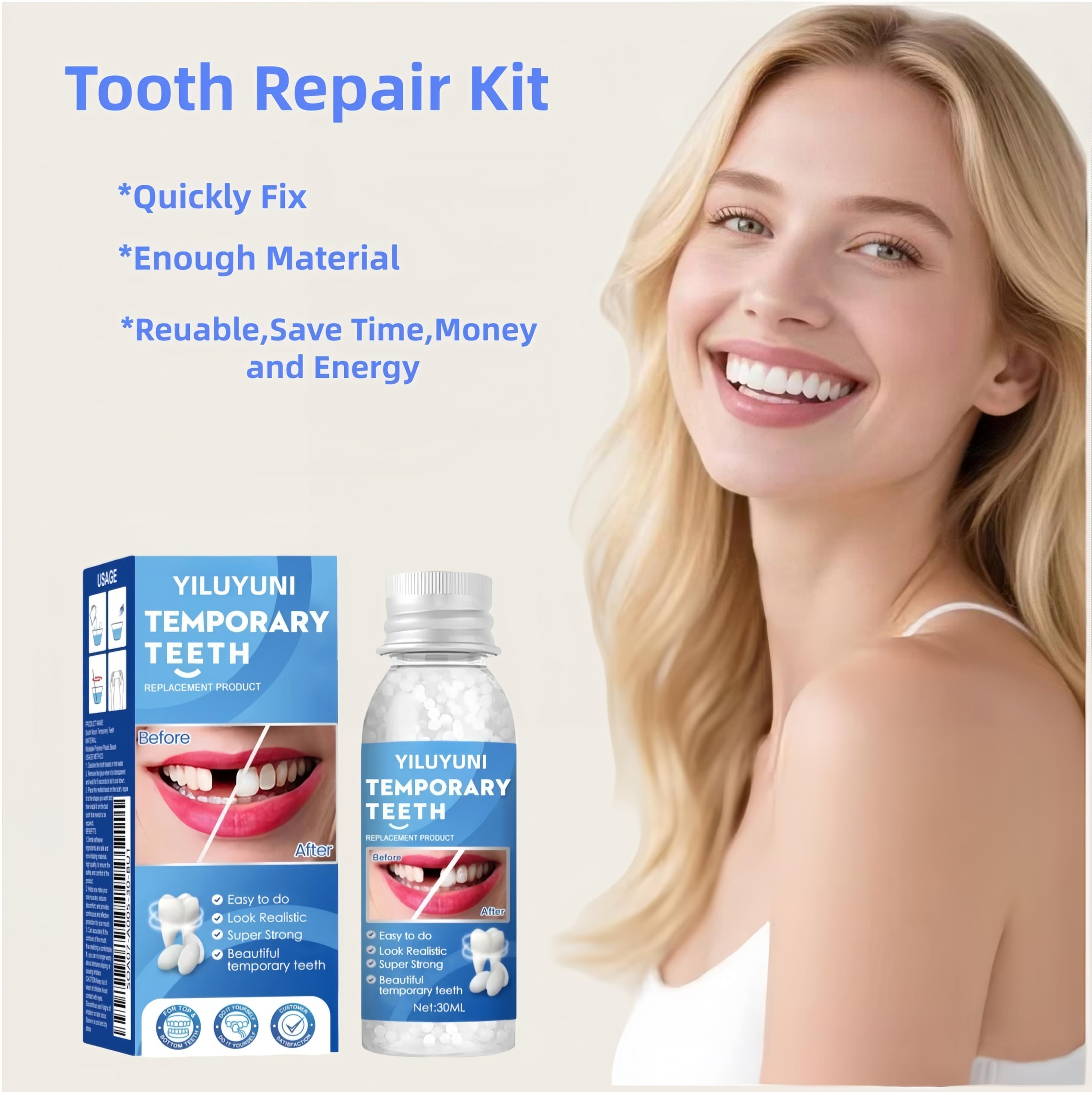 Temporary tooth restoration being fitted on model