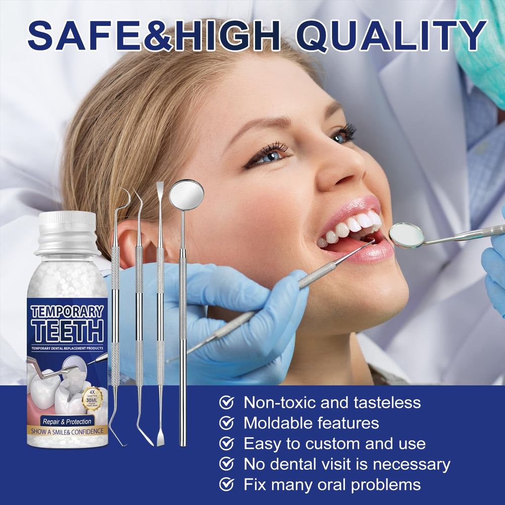 Temporary tooth replacement applied to upper jaw