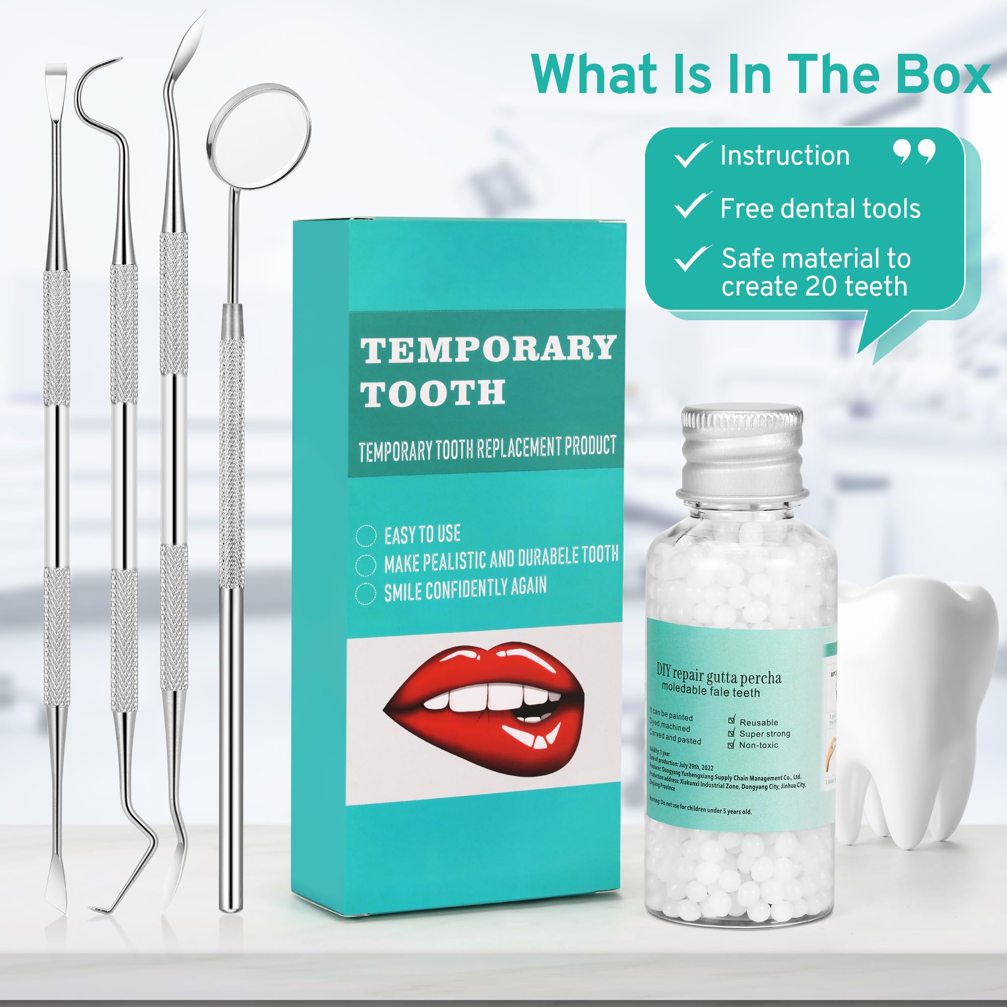 Fully assembled Tooth Repair Kit ready to use