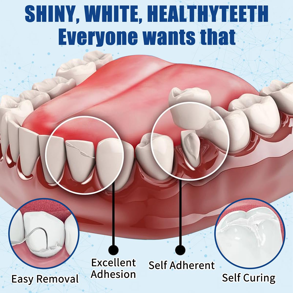 Step-by-step home dental repair instructions with kit