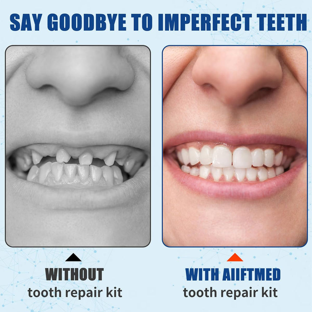 Close-up of dental filling application from the kit