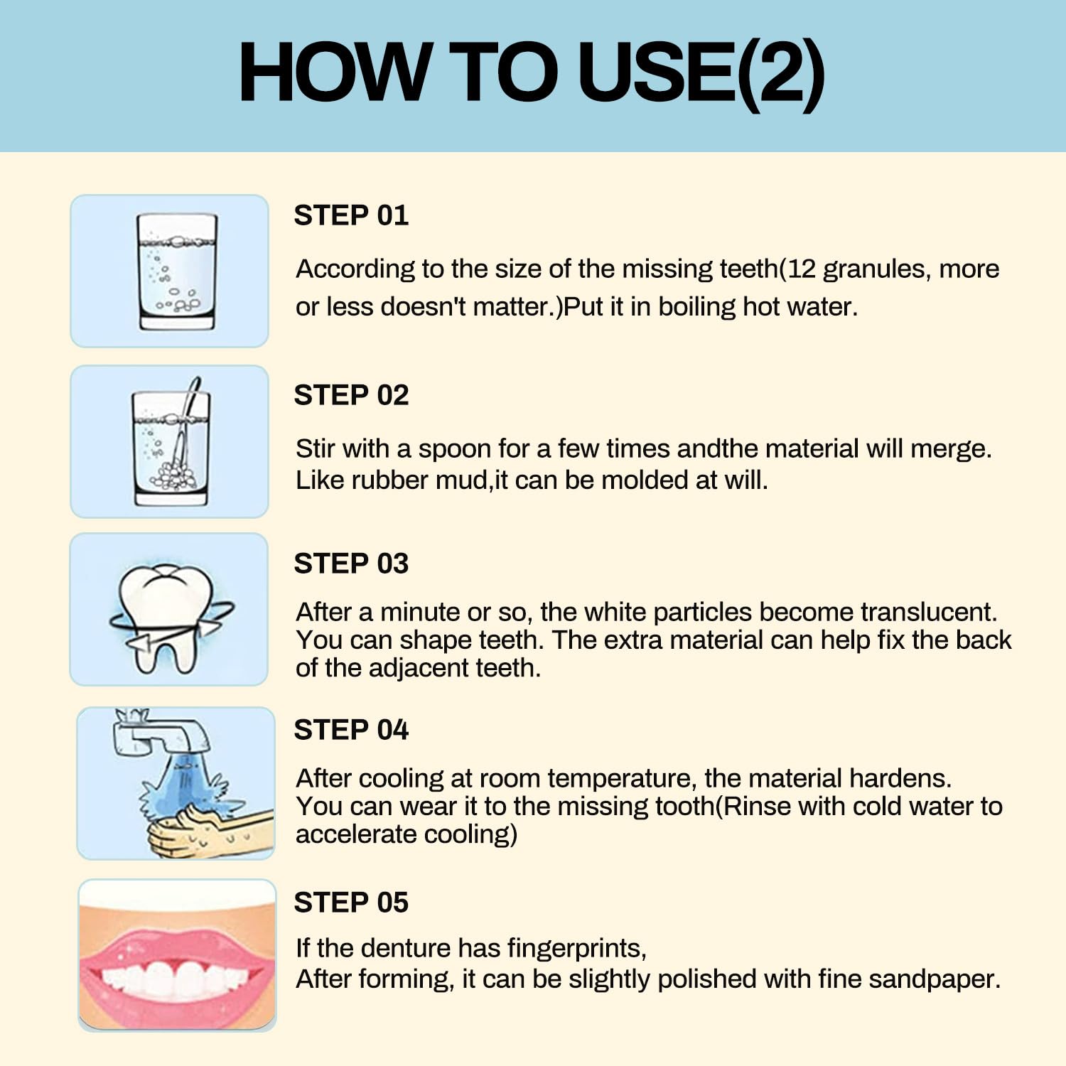All-in-one kit suitable for repairing gaps and missing teeth