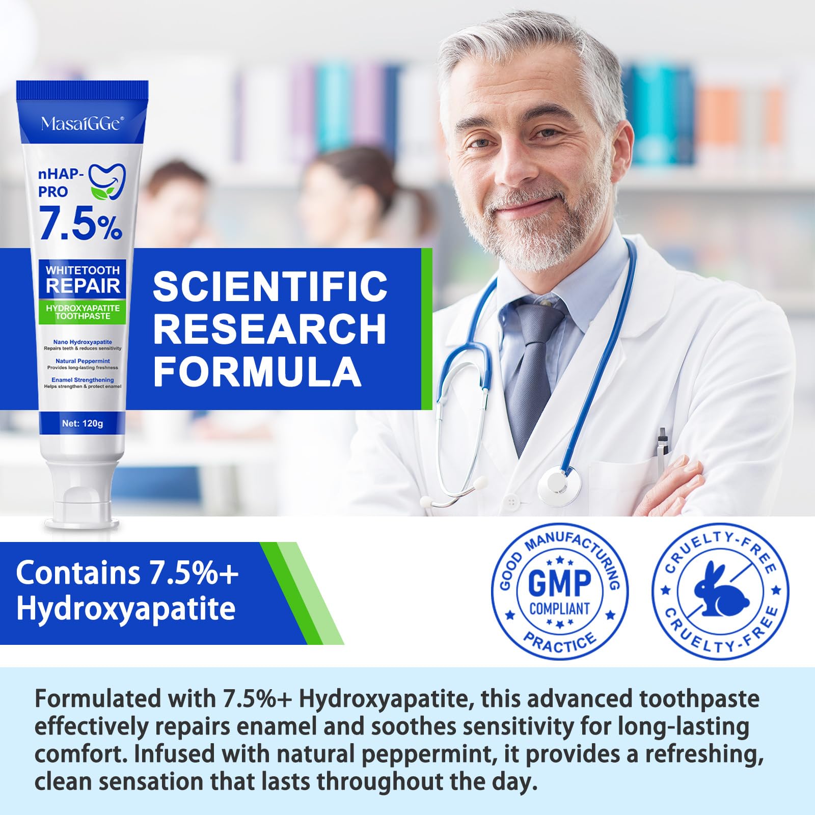 Tooth strengthening hydroxyapatite toothpaste