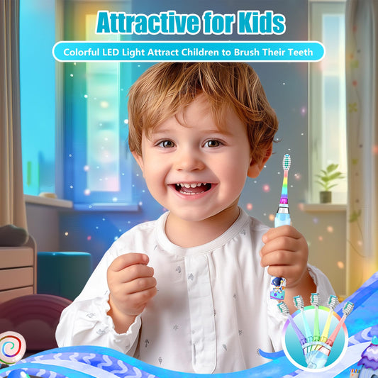 Side view of Kids Electric Toothbrush Astronauts Blue