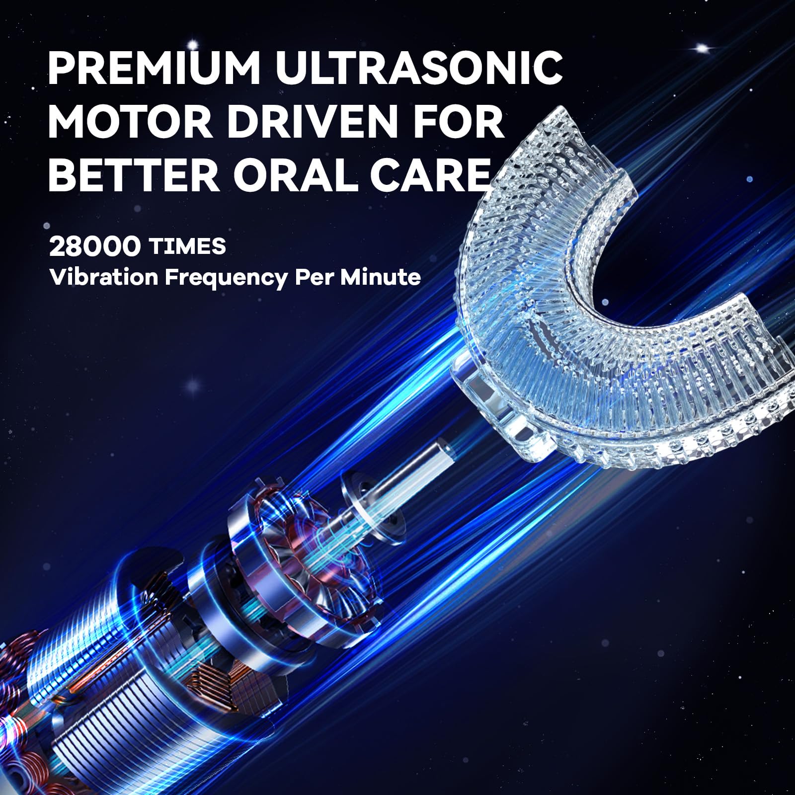 Toothbrush displaying six sonic cleaning modes