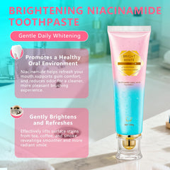 Whitening toothpaste featuring niacinamide and peppermint oil