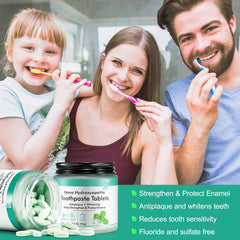 Arranged toothpaste tablets for demonstration