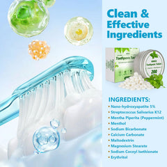 Chewing a spearmint toothpaste tablet to start whitening