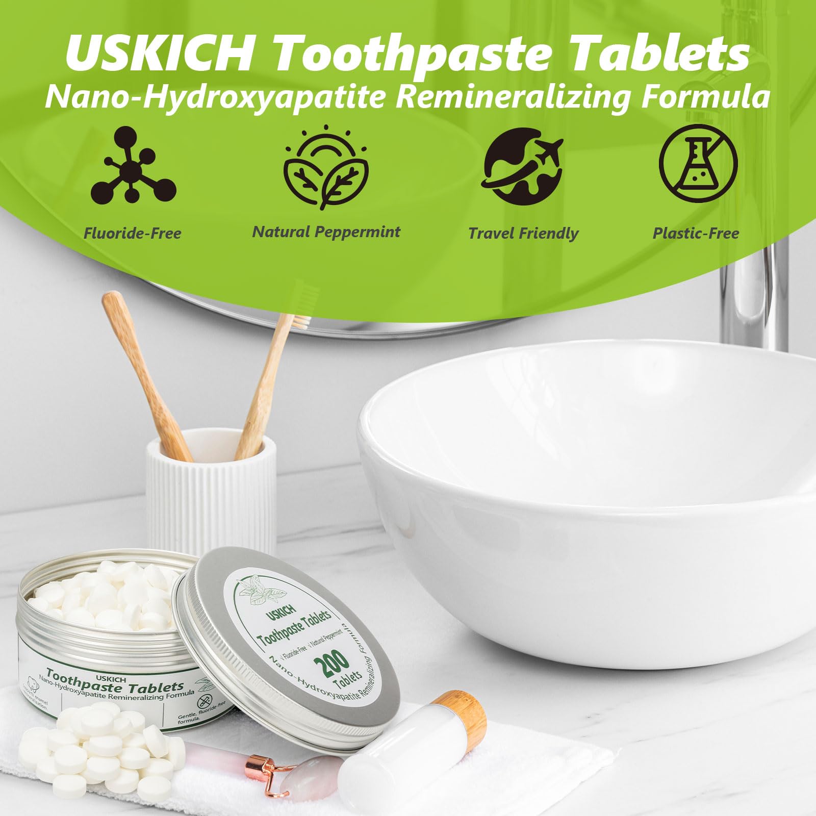 Recyclable bottle packaging for toothpaste tablets