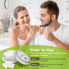 Mint-flavored toothpaste tablet being brushed for a fresh smile