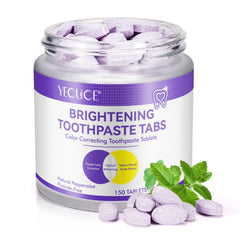 Front view of Toothpaste Tabs 150pcs packaging in a glass jar (eco-friendly).