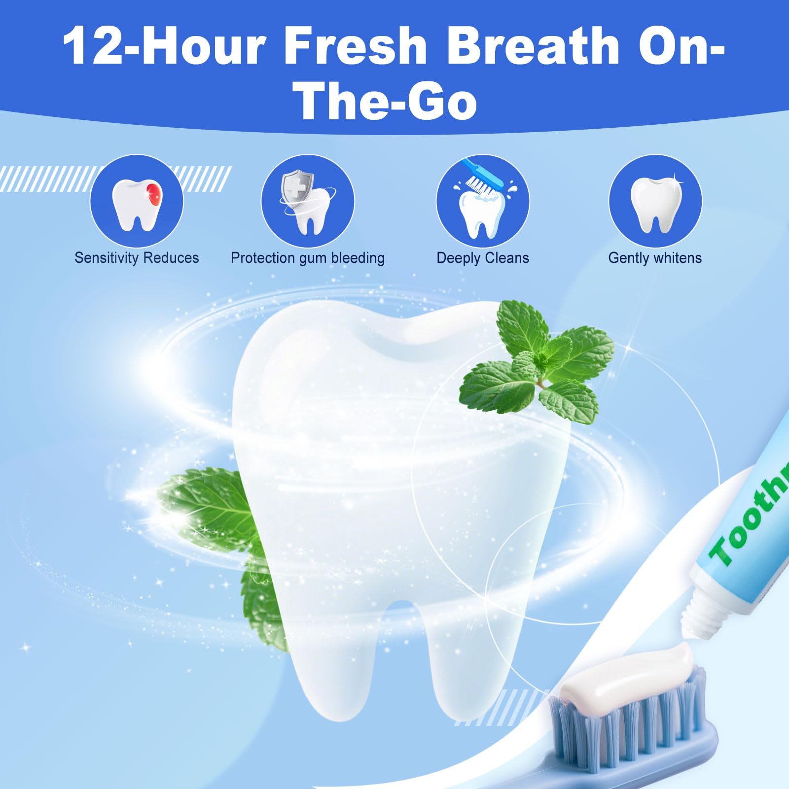 Mini toothpaste travel set arranged for hotel amenities