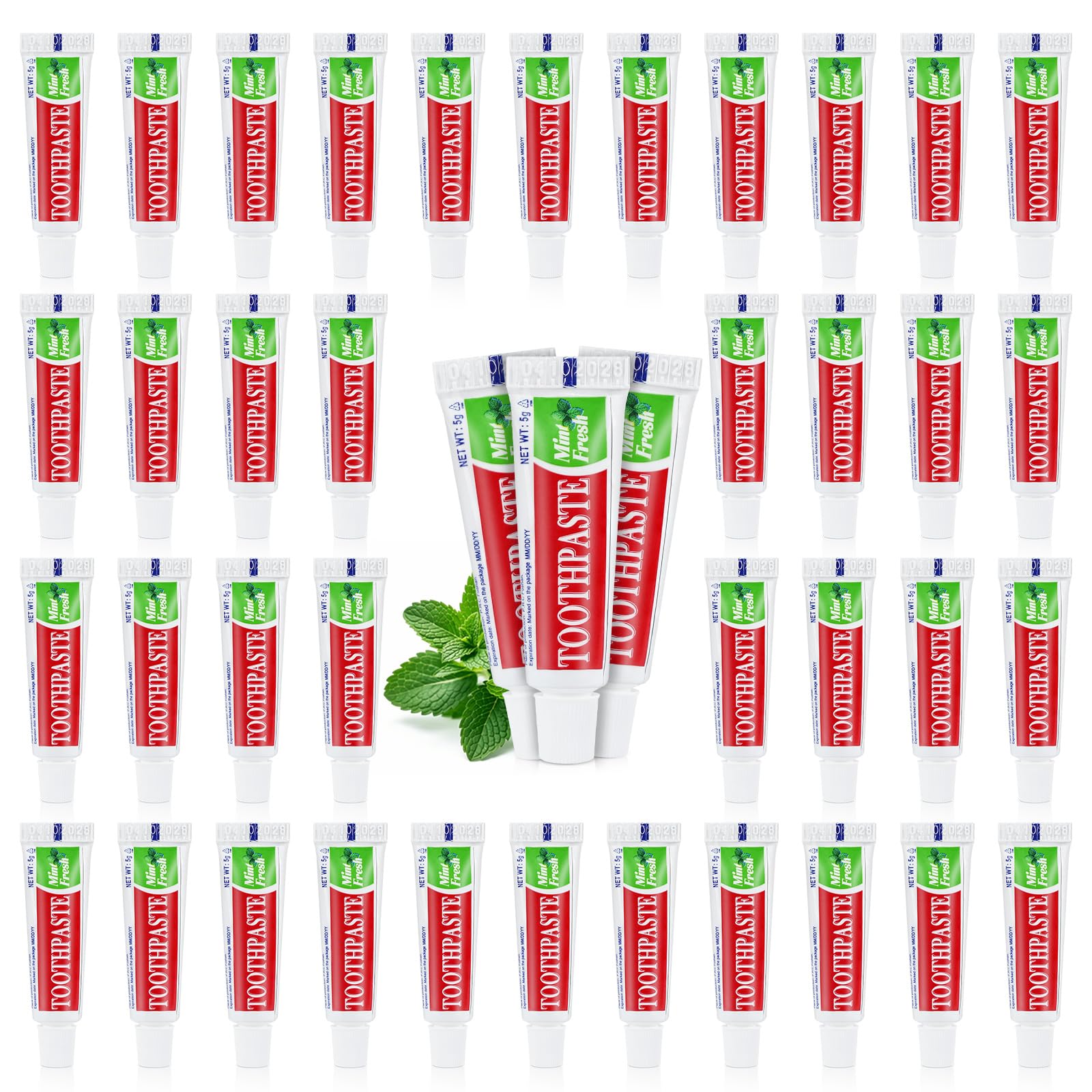 Bulk 60-pack travel-size toothpaste tubes